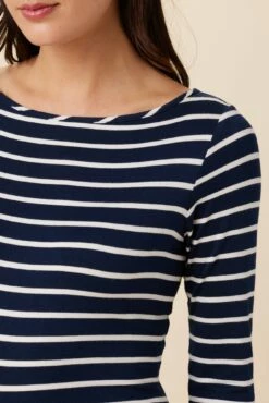 Francoise 3/4 Sleeve Dream Knit Tee - Basque Stripe -AMOUR VERT Sales 1005 34 Slv Francoise Basque Stripe 4