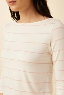 Francoise 3/4 Sleeve Dream Knit Tee - Havana Stripe Rose -AMOUR VERT Sales 1005 3 4 Slv Francoise Havana Stripe Natural Pink 4