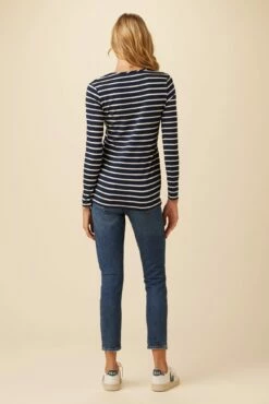 Itana Long Sleeve Dream Knit Tee - Basque Stripe -AMOUR VERT Sales 10070 LS Itana Dream Knit Basque Stripe 3