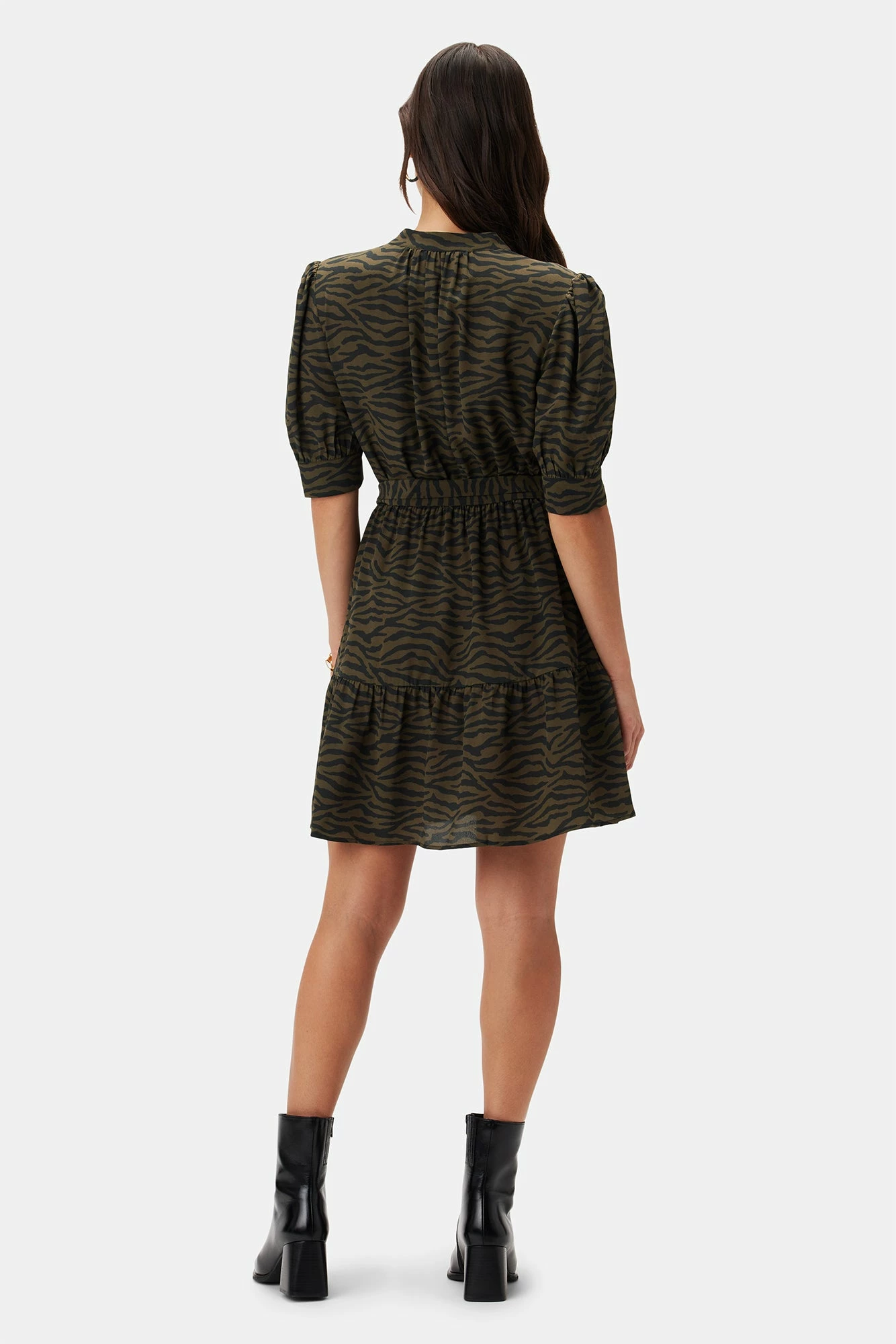 Malta Washable Silk Dress - Zebra Green Black 5 Malta Washable Silk Dress - Zebra Green Black - Image 3