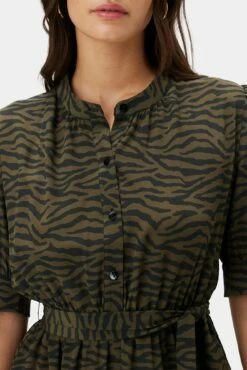 Malta Washable Silk Dress - Zebra Green Black 9 Malta Washable Silk Dress - Zebra Green Black -AMOUR VERT Sales 10072 Malta Silk Zebra Green Black 4