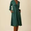 Etta Cupro Viscose Jacquard Dress - Darkest Spruce -AMOUR VERT Sales 10077 Etta Jaquard Darkest Spruce 1
