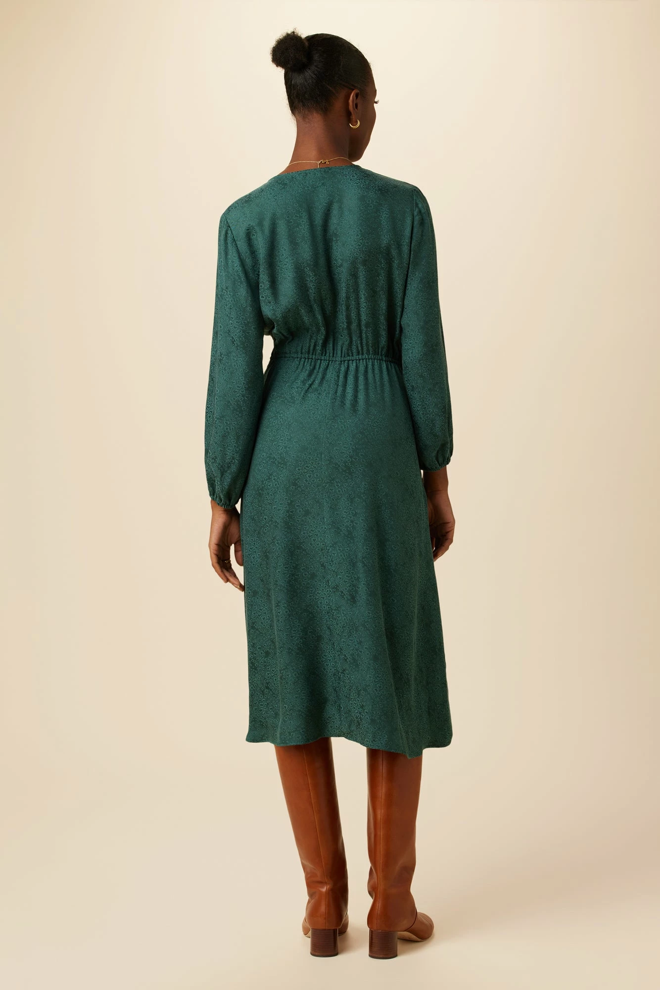 Etta Cupro Viscose Jacquard Dress - Darkest Spruce 5 Etta Cupro Viscose Jacquard Dress - Darkest Spruce - Image 3