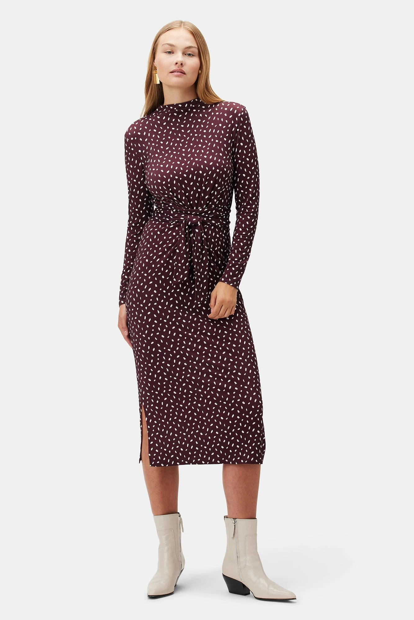 Castile Viscose Knit Dress - Doucet Dot Vineyard 3 Castile Viscose Knit Dress - Doucet Dot Vineyard