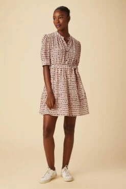 Malta Washable Silk Dress - Valencia Dot Pink