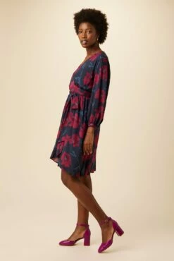 Elma Ecovero Wrap Dress - Paysage Berry -AMOUR VERT Sales 10088 Elma Viscose Paysage Berry 2