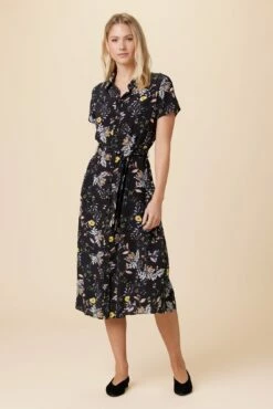 Joyce Washable Silk Dress - French Jardin Black -AMOUR VERT Sales 10120 Joyce Silk French Jardin Black 1