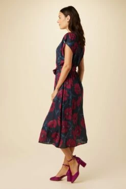 Marianna Ecovero Dress - Paysage Berry -AMOUR VERT Sales 10127 Marianna Viscose Lined Paysage Berry 2