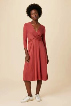 Olive 3/4 Sleeve Dream Knit Dress - Sienna