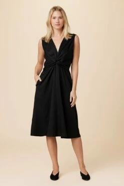 Olive Tencel Midi Dress - Black