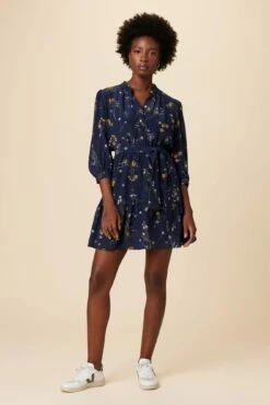 Arya 3/4 Sleeve Washable Silk Dress - Ana Floral