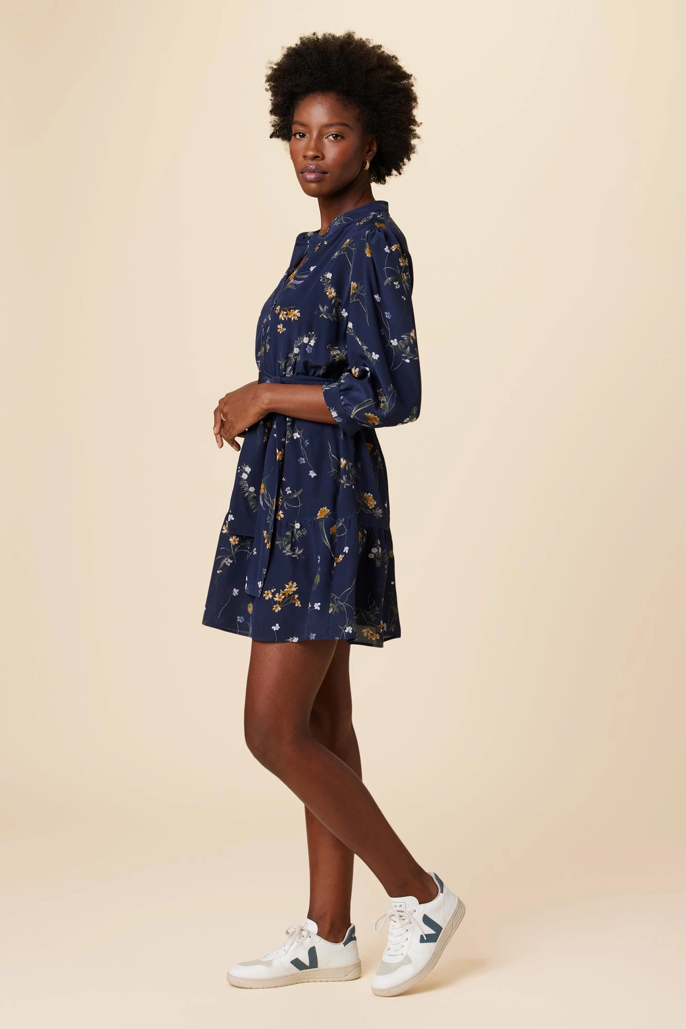 Arya 3/4 Sleeve Washable Silk Dress - Ana Floral 4 Arya 3/4 Sleeve Washable Silk Dress - Ana Floral - Image 2
