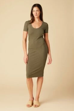 Juniper Paris Rib Dress - Calla Green