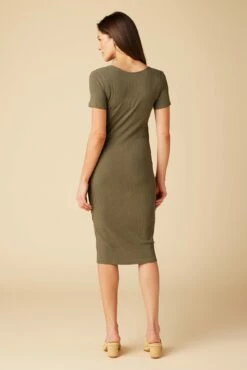 Juniper Paris Rib Dress - Calla Green -AMOUR VERT Sales 10142 Juniper Rib Calla Green 3