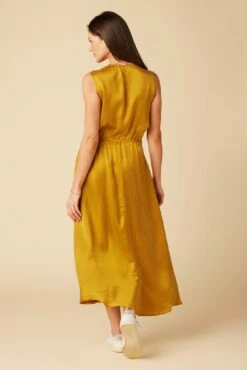 Olive Cupro Midi Dress - Gold -AMOUR VERT Sales 10151 Olive Cupro Gold 3