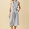 Kylen Linen Midi Dress - Blue Natural Stripe -AMOUR VERT Sales 10192 Kylen Blue Natural Stripe 1