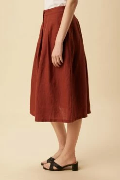 Mariah Linen Skirt - Rust -AMOUR VERT Sales 10205 Mariah Linen Rust 2