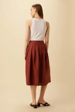 Mariah Linen Skirt - Rust -AMOUR VERT Sales 10205 Mariah Linen Rust 3