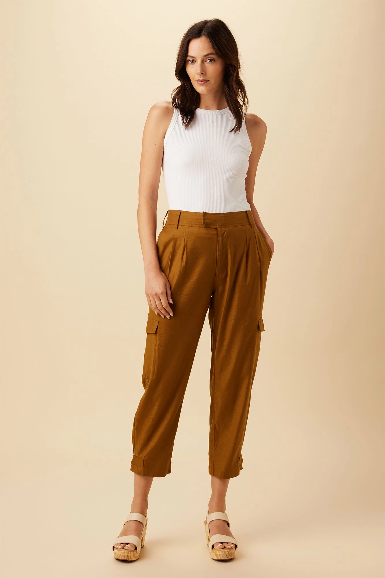 Lyle Femme Fete Stretch Cargo Pant - Spice 4 Lyle Femme Fete Stretch Cargo Pant - Spice - Image 2