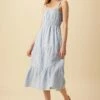 Elio Linen Midi Dress - Blue Natural Stripe -AMOUR VERT Sales 10223 Elio Linen Blue Natural Stripe 1