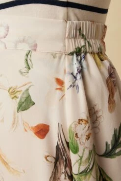 Blaze Washable Silk Skirt - Botanic Floral Ivory -AMOUR VERT Sales 10227 Blaze Silk Lined Botanic Floral Ivory 5