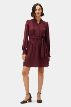 Malta Dress - Plum -AMOUR VERT Sales 10269 Malta Pin Tuck Plum 1