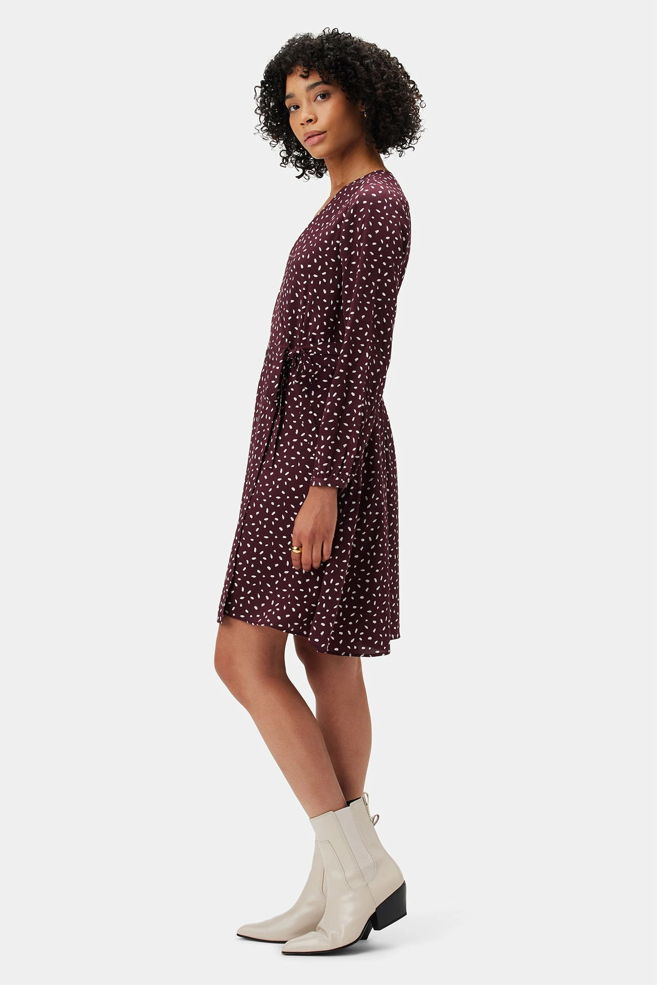 Ivy Long Sleeve Washable Silk Dress - Doucet Dot Vineyard 4 Ivy Long Sleeve Washable Silk Dress - Doucet Dot Vineyard - Image 2