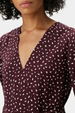 Ivy Long Sleeve Washable Silk Dress - Doucet Dot Vineyard 10 Ivy Long Sleeve Washable Silk Dress - Doucet Dot Vineyard -AMOUR VERT Sales 10289 LS Ivy Doucet Dot Vineyard 4