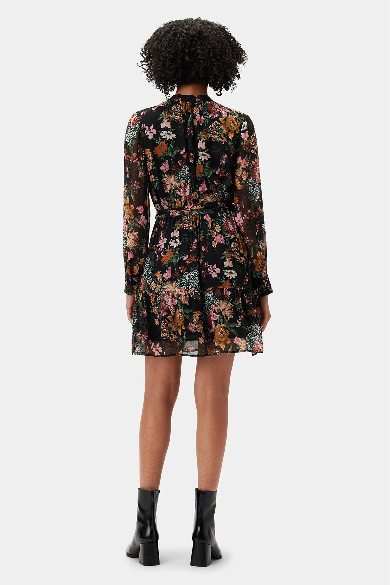 Malta Viscose Chiffon Long Sleeve Dress - Rosalind Floral Black 5 Malta Viscose Chiffon Long Sleeve Dress - Rosalind Floral Black - Image 3