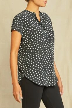 Renata Washable Silk Blouse 23 Renata Washable Silk Blouse -AMOUR VERT Sales 1068 Renata Heart Black Ivory 3451 web