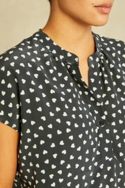Renata Washable Silk Blouse 25 Renata Washable Silk Blouse -AMOUR VERT Sales 1068 Renata Heart Black Ivory 3474 web