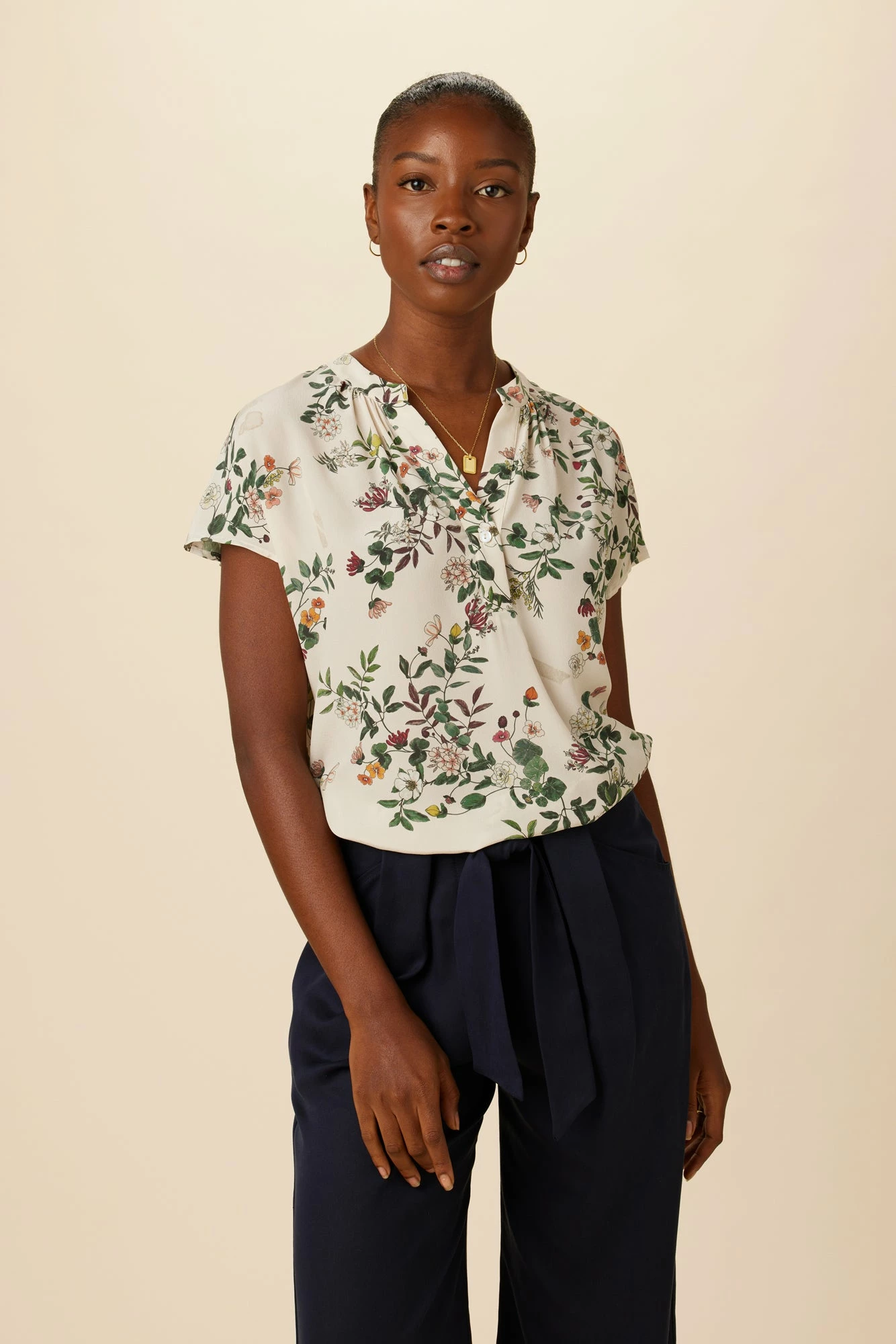 Renata Washable Silk Blouse - Silverwood Floral 3 Renata Washable Silk Blouse - Silverwood Floral