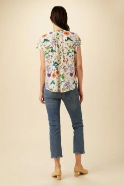 Renata Washable Silk Blouse - Stella Floral White -AMOUR VERT Sales 1068 Renata Stella White 3