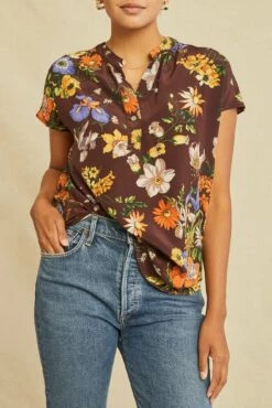 Renata Washable Silk Blouse - Palermo Print