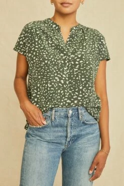 Renata Washable Silk Blouse - Rocher Dot