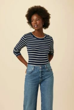 Berkeley Long Sleeve Dream Knit Tee - Basque Stripe