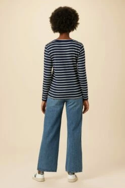 Berkeley Long Sleeve Dream Knit Tee - Basque Stripe -AMOUR VERT Sales 10 0108 LS Berkeley Basque Stripe 3