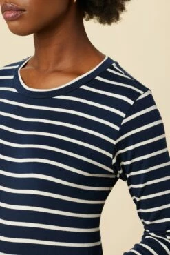 Berkeley Long Sleeve Dream Knit Tee - Basque Stripe -AMOUR VERT Sales 10 0108 LS Berkeley Basque Stripe 4