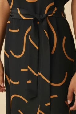 Cindra Washable Silk Midi Dress - Waves Caramel -AMOUR VERT Sales 11 9674 Cindra Waves Caramel 4