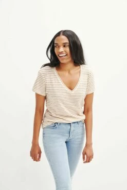 Joline Reverie Slub Tee - Soleil Stripe Tan