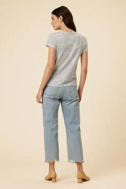 Leif Tencel Slub Tee - Gigi White Stripe -AMOUR VERT Sales 1335 Leif Gigi Stripe White 3