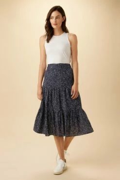 Silas Organic Cotton Midi Skirt - Trieste Dot