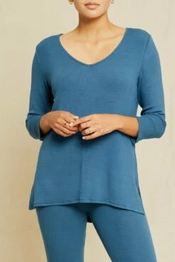 Celine 3/4 Sleeve Dream Rib Tee - Azure