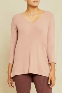 Celine 3/4 Sleeve Dream Rib Tee - Quartz