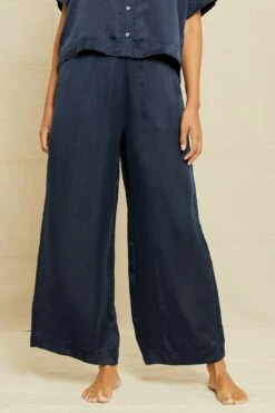 Mabel Cottonseed Cupro Pajama Pants - Navy