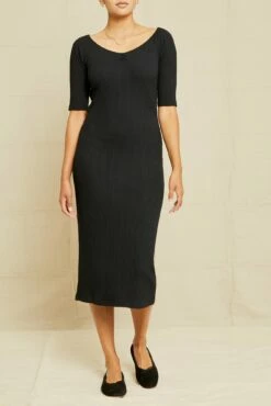 Amara Paris Rib Dress - Black