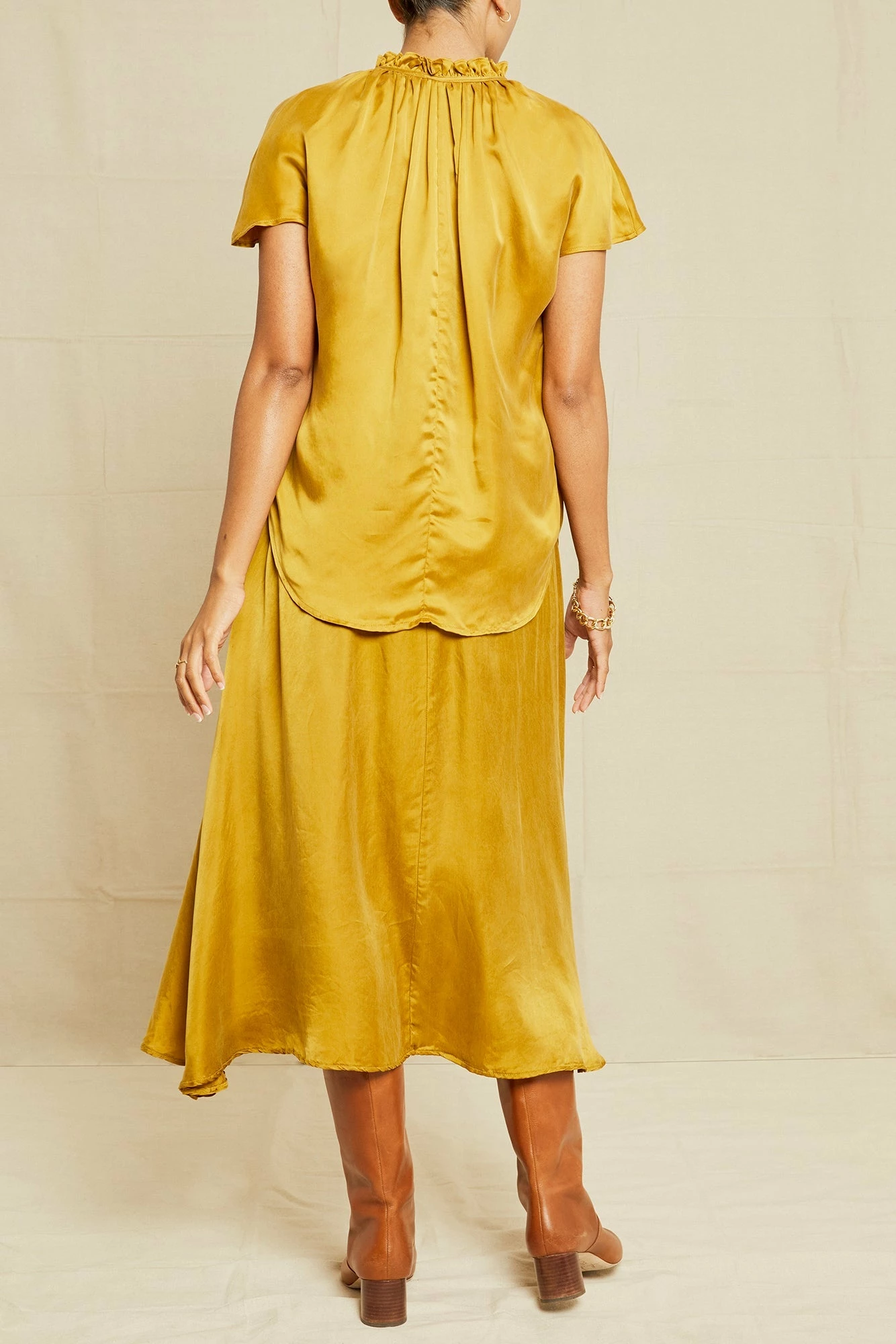 Ruby Cottonseed Cupro Blouse - Gold 5 Ruby Cottonseed Cupro Blouse - Gold - Image 3