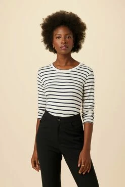 Berkeley Long Sleeve Dream Knit Tee - Marine Stripe