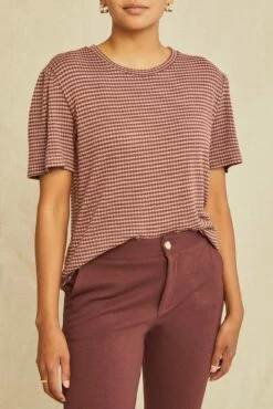 Odilia Scallop Knit Tee - Maple Quartz Stripe