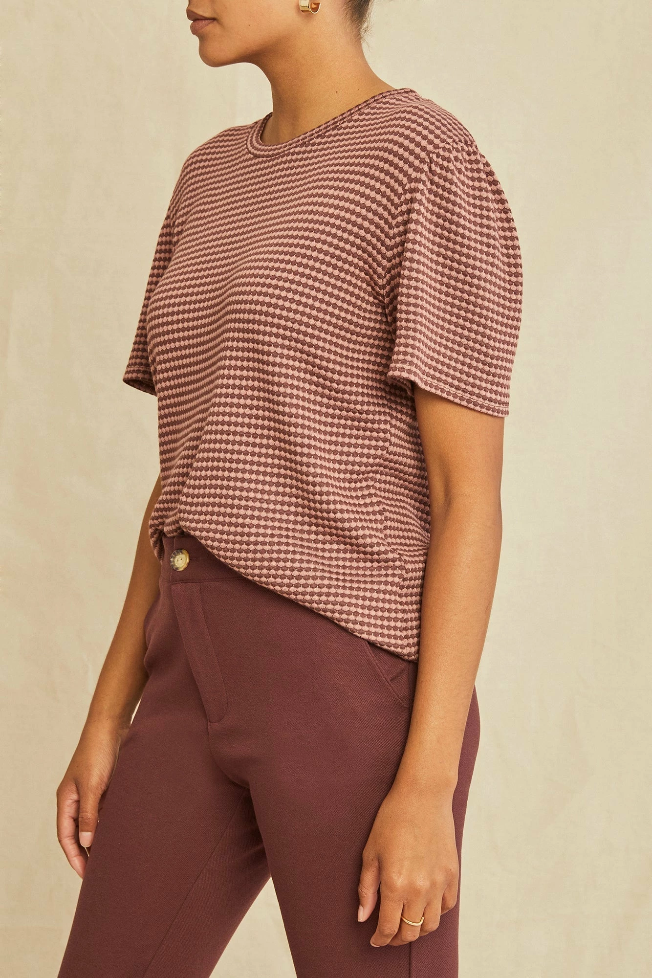 Odilia Scallop Knit Tee - Maple Quartz Stripe 4 Odilia Scallop Knit Tee - Maple Quartz Stripe - Image 2